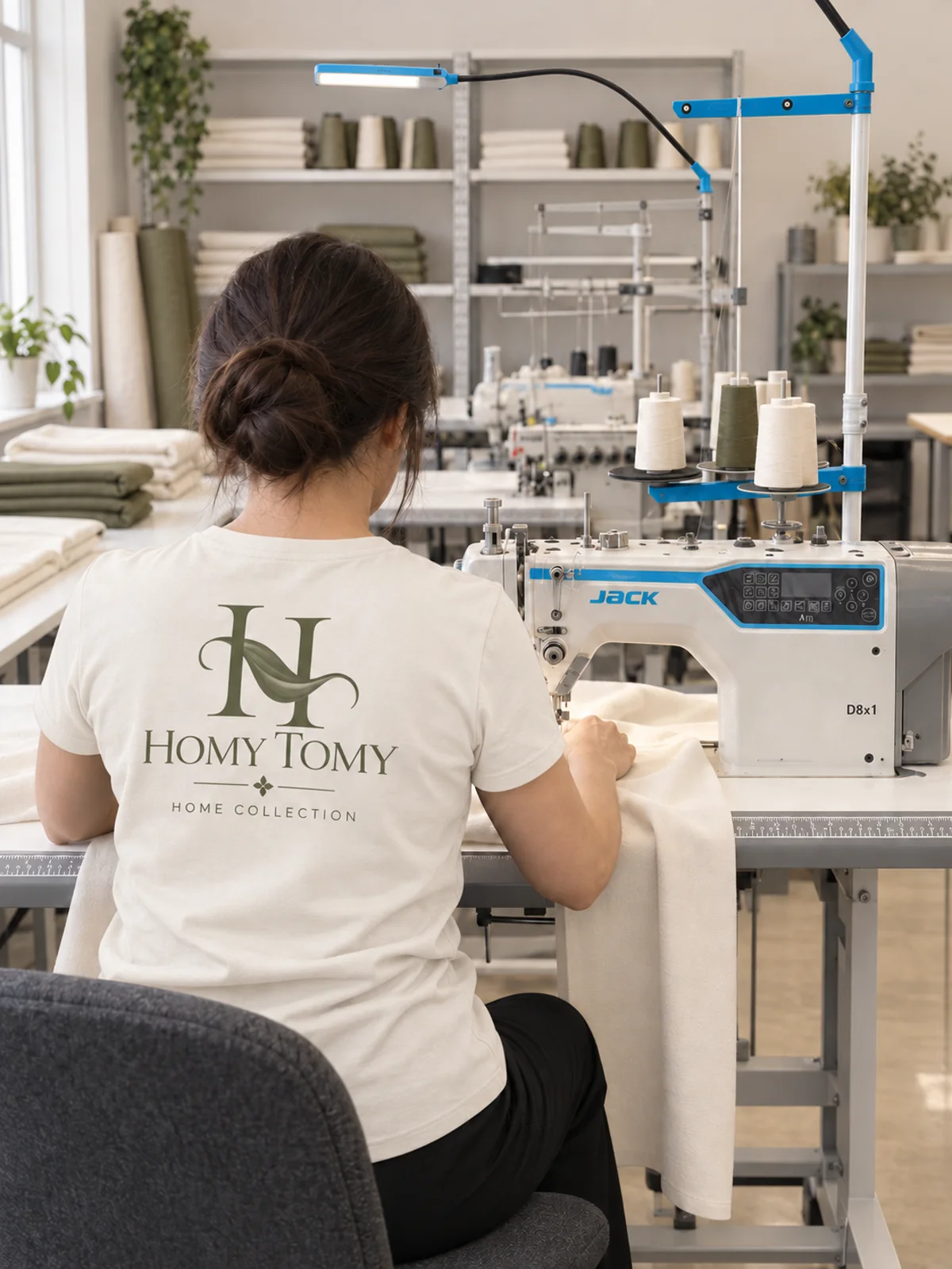 Швея за работой на производстве Homy Tomy